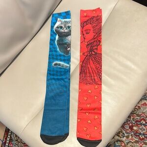 Never Worn: Disney Brand Alice in Wonderland Tim Burton Film Socks Blue and Red